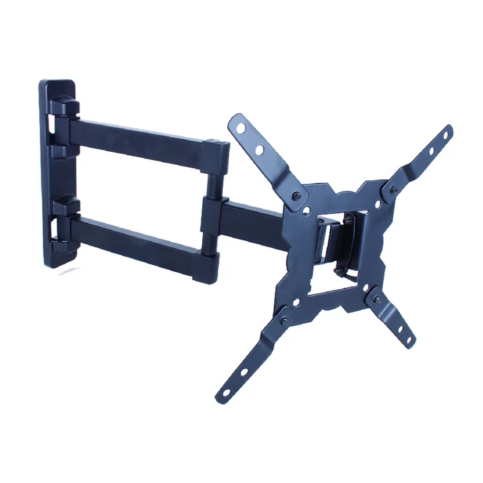 Articulated arm full motion TV mount extended away from the wall to show arm geometry