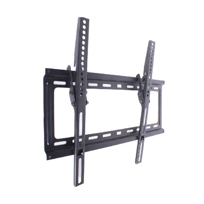 Tilt TV wall mount with the display bracket angled downward on the wall plate